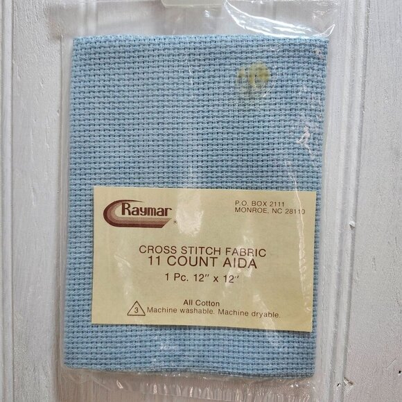 🪻BOGO🪻 Raymar Cross Stitch Fabric Aida 11 Count 2 Pc Blue & Pink 12”x 12”‎ - Picture 3 of 8